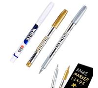 Metallic Markers Pens -White,Silver and Gold Paint Pens,6 Pack Oil Based Marker Pen Quick Dry Waterproof Permanent Markers for Black Paper, Glass,Halloween Pumpkin, Scrapbook Album, Christmas DIY