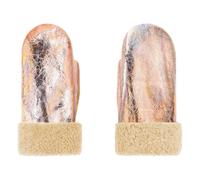 Metallic Merino Sheepskin Mittens Pink Gold S