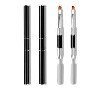 Metallic Nail Brushes, 2Pcs Nail Art Brushes, Dual-Ended Polygel Brush & Picker tool, Magic Extender Gel Tool for UV/LED Nail Art, Acrylic Nails Extension, Extensions Builder, Black