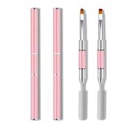 Metallic Nail Brushes, 2Pcs Nail Art Brushes, Dual-Ended Polygel Brush & Picker tool, Magic Extender Gel Tool for UV/LED Nail Art, Acrylic Nails Extension, Extensions Builder, Pink