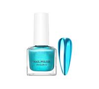 Metallic Nail Polish, Glossy Mirror Finish Chrome, Bronze Colors Nail Varnish Quick Dry, Magic Mirror Gel Effect for Nail Art, No UV Needed, Long Lasting for Women (Blue)