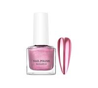 Metallic Nail Polish, Glossy Mirror Finish Chrome, Bronze Colors Nail Varnish Quick Dry, Magic Mirror Gel Effect for Nail Art, No UV Needed, Long Lasting for Women (Pink)