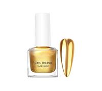 Metallic Nail Polish, Glossy Mirror Finish Chrome, Bronze Colors Nail Varnish Quick Dry, Magic Mirror Gel Effect for Nail Art, No UV Needed, Long Lasting for Women (Gold)