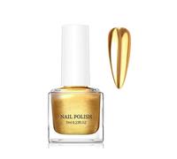 Metallic Nail Polish, Gold Metal Nail Varnish, 3D Mirror Chrome Polish, Quick Drying Breathable Holographic Water Based Varnish, No Baking & Easy to Apply Mirror Nails Manicure, Nails Art DIY At Home