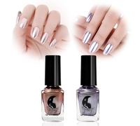 Metallic Nail Polish-Mirror Champagne Pink Purple Nail Varnish-Mirror Chrome Glitter Nail Art Polish-Super Shine Gloss Nail Paint Quick Dry & Long Lasting No Uv Needed Nail Varnish Sets For Women