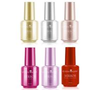 Metallic Nail Polish Set, 6Pcs Quick Dry & Long Lasting Pink Red Nail Varnish Gold Silver Champagne Color, Non-Toxic Water Based Holographic Nail Polish