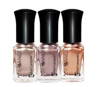 Metallic Nail Polish Set, Metal Mirror Nail Polish,3pcs Gold Rose Red Chrome Nail Varnish Set,Matt Nude Color Glossy,Water-Based Long Lasting, Quick Drying, Weak Smell (3 colors set A, 6ml)