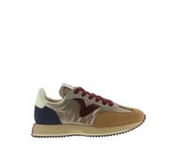 Metallic nylon and split leather trainers for women Victoria Cosmos Beige 39