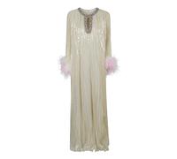 Metallic Ombre Feather Maxi Dress, female, Self Portrait, Gowns, Yellow, S, Dresses S