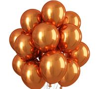 Metallic Orange Balloons Double Stuffed 12 Inch, Chrome Burnt Orange Balloons, Shiny Thick Chrome Metallic Balloon Latex Helium Balloon for Birthday Wedding Party Decoration Supplies