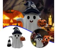 Metallic Ornament Set for Home Party Garden Decoration Cute Pumpkin Theme Festive Accessory Great Grandson Ornament (White, 25cm)