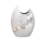 Metallic Oval Vase with White Flower 21cm