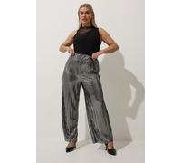 Yours Limited Collection Curve Metallic Plisse Trousers - Women's - Plus Size Curve Silver