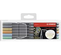 Metallic Premium Felt Tip Pen - STABILO Pen 68 Metallic - Metal case of 6-2 x Silver, 1x Each Gold, Copper, Metallic Blue, Metallic Green