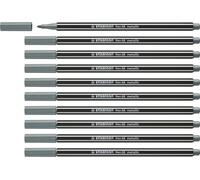 Metallic Premium Felt Tip Pen - STABILO Pen 68 metallic - Pack of 10 - silver