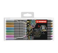 Metallic Premium Felt Tip Pen - STABILO Pen 68 Metallic - Wallet of 8 - Assorted