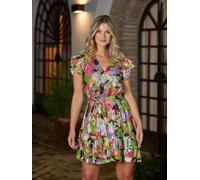 Metallic Printed Ruffle Mini Wrap Over Dress Finding Friday Multi 12
