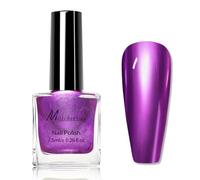 Metallic Purple Nail Polish - Quick Dry, Smooth Mirror Gloss Chrome - 60 Seconds, No Bake, Oil Base Breathable, Non Chip Long Last