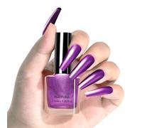 Metallic Purple Nail Polish - Quick-Dry with Smooth Mirror Gloss Chrome Finish - 60 Seconds Drying Time, Oil-Based Formula for Long-Lasting Wear and Chip-Resistant Results