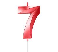 Metallic Red 7 Number Numeral Candles - Birthday Cake Topper