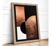 Metallic Ripples Minimalist Framed Wall Art Print A4 (29.7×21cm) Oak, Wall Decor for Living Room, Bedroom, Office & Home, Ready to Hang, Art Gift
