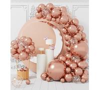 Metallic Rose Gold Balloon Arch: 100 Pcs Rose Gold Party Balloons Garland Kit with Confetti Latex Balloon Ribbons for Girl Birthday Wedding Bridal Shower Bachelor Party Decoration