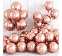 Metallic Rose Gold Balloons, 30 Pack 12 Inch Shiny Rose Gold Metallic Chrome Balloon, Glossy Vintage Thick Helium Balloons for Birthday Wedding Anniversary Engagement Bridal Shower Party Decorations