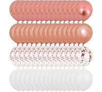 Metallic Rose Gold Balloons - 60pcs Rose Gold & White, 12in Confetti for Party