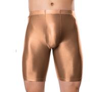 Metallic Shiny Shorts for Men Muscle Fit Workout Lounge Boxer Trunks for Gym Active Sheer Shorts Brown M