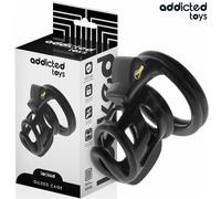Metallic Silicone Chastity Cage 8.5 cm with Lock by Addicted Toys, Size 6.8 cm x 4 cm, Poids 0.206 Kg, Color Black
