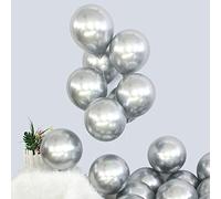 Metallic Silver Balloon 50 Pack 12 inch Chrome Silver Party Balloons Pack Strong Thicken Latex Silver Balloons for Happy Birthday Party Graduation New Year Baby Shower Events Decorations