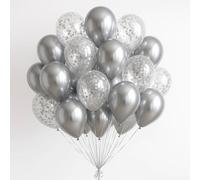 Metallic Silver Balloons Silver Confetti Balloons 30 pcs Shiney Pearl Balloon Set for Birthday Party Wedding Baby Shower Birthday Graduation Party Decoration