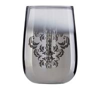 Metallic Silver Finish Elissa Tumbler Decorative Leaf Motifs, 320 ml