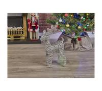 (Metallic Silver) LED Reindeer Plastic Rattan Wire Frame Christmas