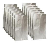 Metallic Silver Paper Party Bags (32cm x 13cm) 10 Count - Perfect for Celebrations and Events