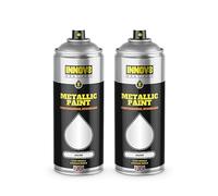 Metallic Silver Spray Paint - 2 x 400 ml - Interior & Exterior - Ideal Silver paint for Metal, Wood, Plastic, MDF, Ceramics, Wicker & Ornaments - No Primer or Top Coat - Easy to Apply - Fast Drying
