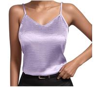 Metallic Sparkly Cami Tops Women Sleeveless V Neck Spaghetti Strap Tank Top Summer Casual Loose Fit Soft Evenng Party Shirts Solid Color Shirts Going Out Basic Vest Tees Sale Clearance Purple