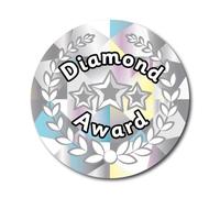 Metallic Star Award Stickers, Reward System, 150pcs on 5 A4 sheets, 32mm size. Teacher Stickers (Diamond)