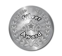 Metallic Star Award Stickers, Reward System, 150pcs on 5 A4 sheets, 32mm size. Teacher Stickers (Silver)