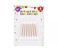 Metallic Star Cake Candles 8 Pack Rose Gold