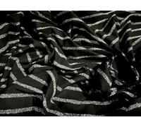 Metallic Stretch Single Jersey Fabric, per metre - Stripe - Black with Silver Lurex
