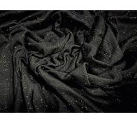 Metallic Stretch Spandex Rib Jersey Knit Fabric, per metre - Black with Gold Lurex Fleck