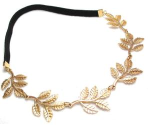 Metallic Sweet Lady Golden Leaf Flower Elastic Hair Band Headband