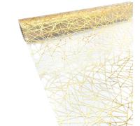 Metallic Table Runner, 28cm x 5m, Shiny Gold Coating Organza for Christmas, Birthday Party, Wedding, Baby Shower Decoration