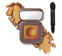 Metallic Taupe Glitter Eyeshadow Palette - Highly Pigmented Shimmer Powder With Built-In Mirror & Dual-Ended Sponge Applicator For A Sparkling Finish, Ideal For Evening Events And Touch-Ups