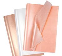 Metallic Tissue Paper Sheets 35x50cm, 60 Sheets Shimmer Rose Gold White and Pink Tissue Paper Bulk for Gift Bags Wrapping Gifts Packing Art Crafts Birthday Wedding Baby Shower Holiday Party Flowers