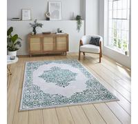 Metallic Traditional Faded Rug Teal