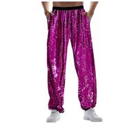 Metallic Trousers Men's Glitter Outfit Trousers Disco Shiny Glitter Trousers Baggy Sequin Trousers Carnival Costume Metallic Festival Trousers Casual Trousers Sequins Streetwear Hip Hop Clubwear, R