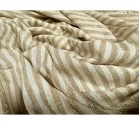 Metallic Viscose Single Jersey Fashion Fabric, per metre - Lurex Stripe - Cream & Gold