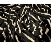 Metallic Viscose Spandex Stretch Single Jersey Fashion Fabric, per metre - Lurex Stripe - Black Cream & Gold